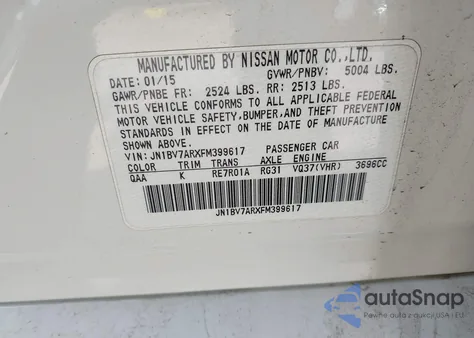 2015 Infiniti Q50 Premium from USA, damaged, VIN JN1BV7ARXFM399617